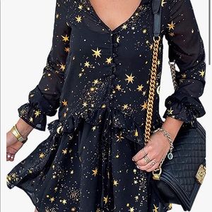 Black dress with gold stars